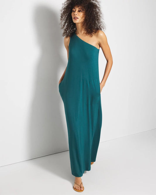 One-Shoulder Maxi Bra Dress - DEEP TEAL | Soma Women
