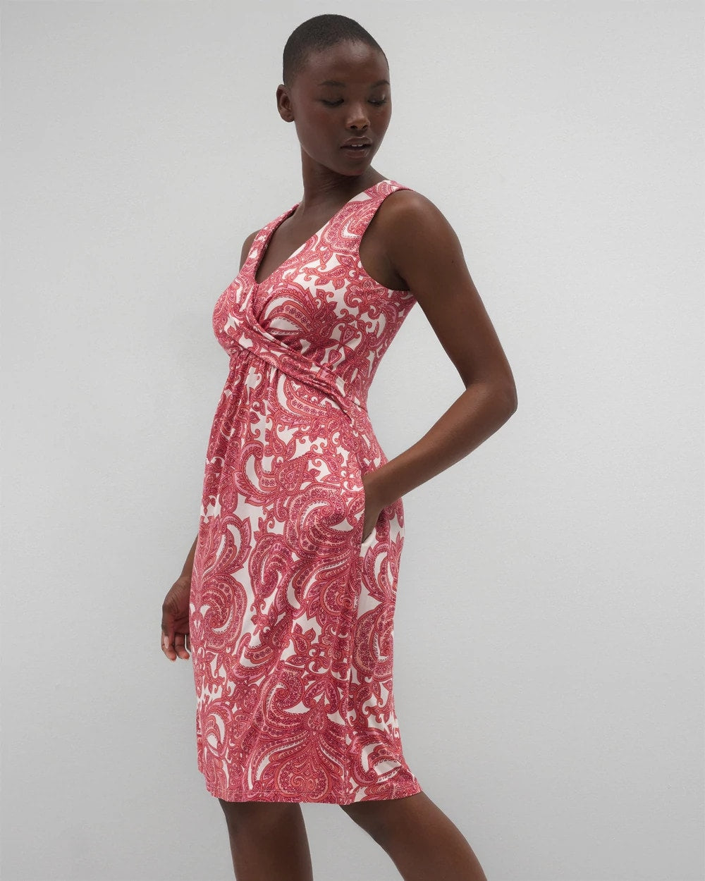 V-Neck Short Bra Dress - SHOW OFF PAISLEY PEACH | Soma Women