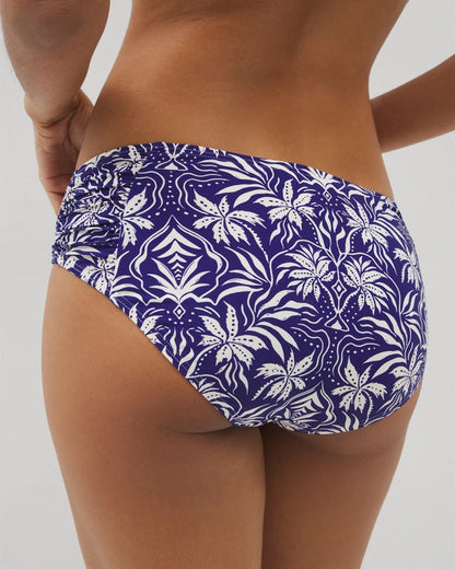 Ruched Side Bikini Bottom - TROPIC TILES TRUE BLUE | Soma Women