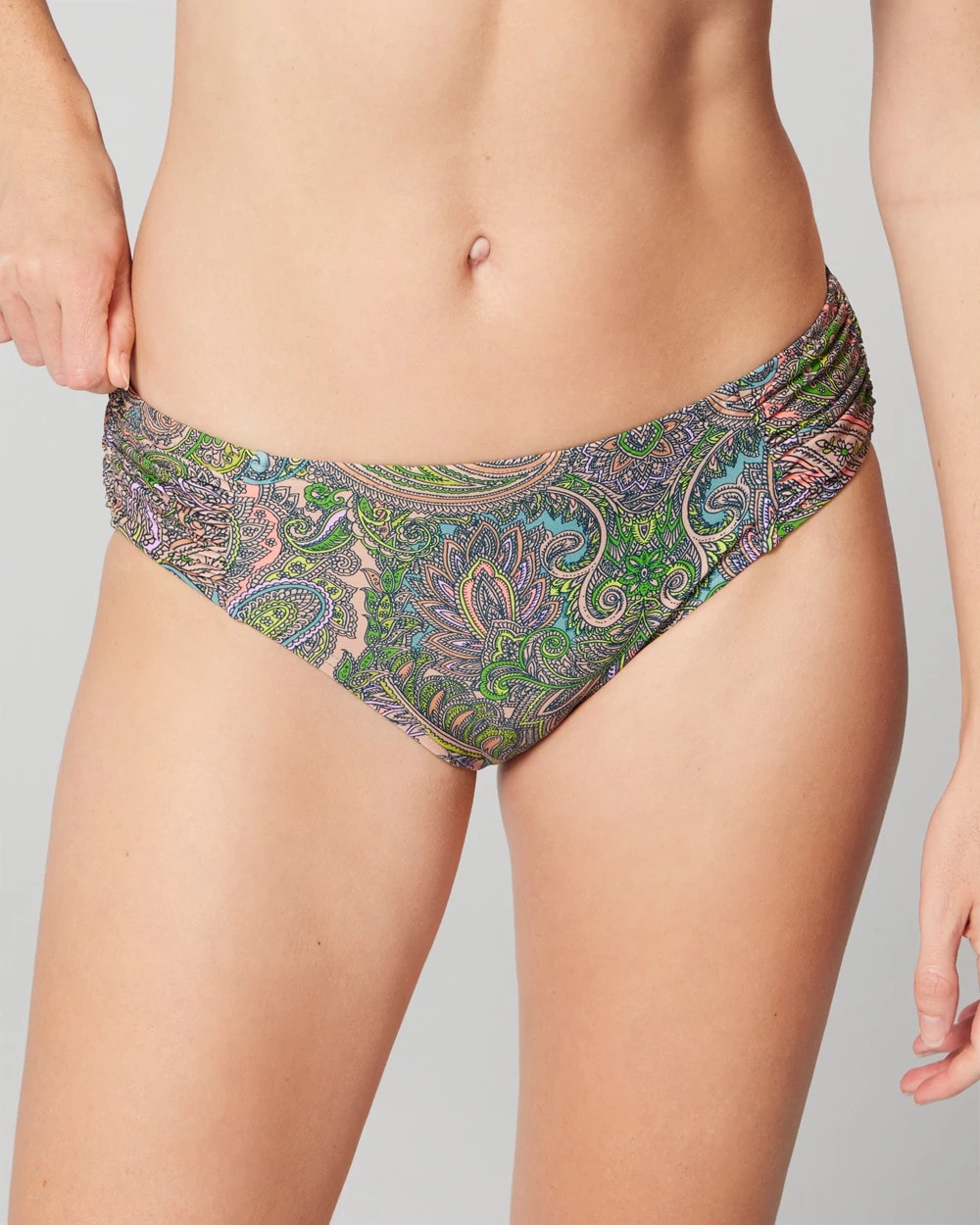 Ruched Bikini Bottom - ORNAMENTAL PAISLEY G LIME | Soma Women