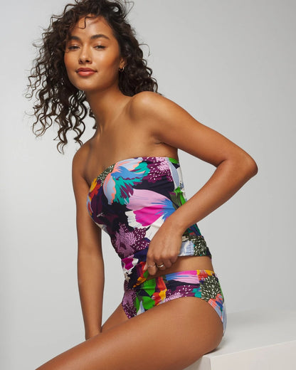 Ruched Bikini Bottoms - PAINTED IN PARADISE NAVY | Soma Women