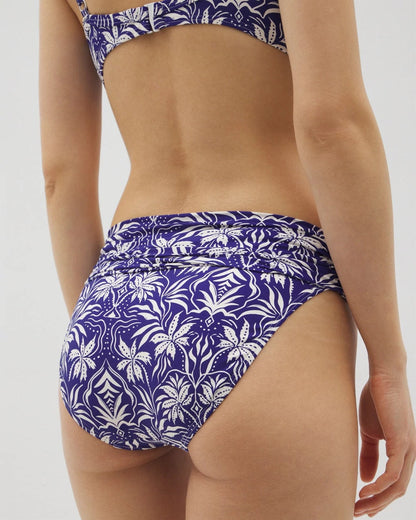 Ruched High-Waist Bikini Bottom - TROPIC TILES TRUE BLUE | Soma Women
