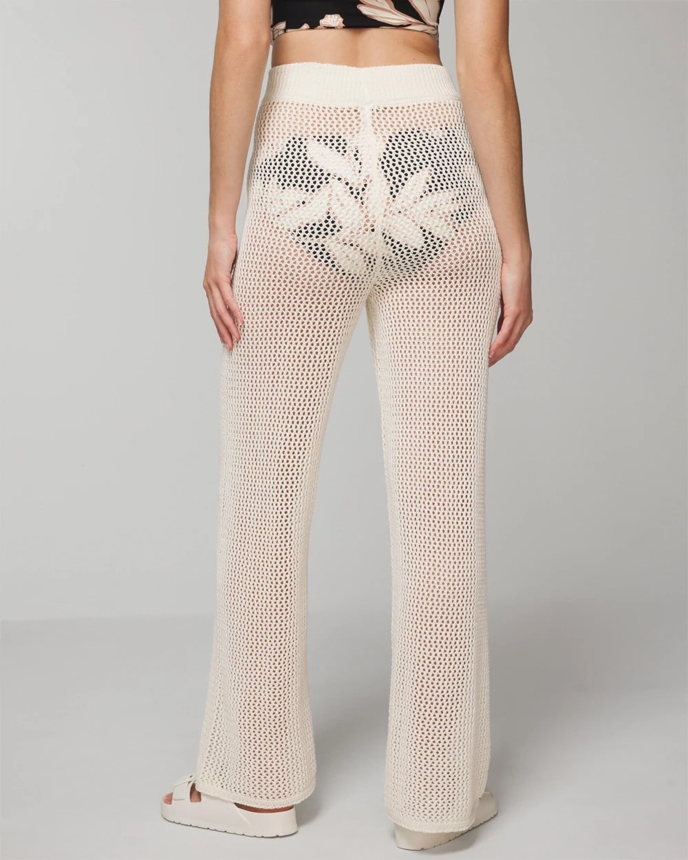 Cotton Crochet-Style Wide-Leg Pants - COCONUT | Soma Women
