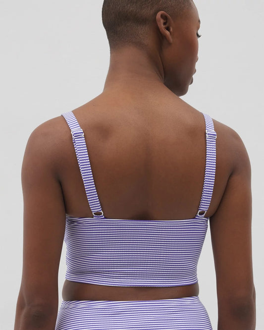 Seersucker V-Wire Cropped Bikini - BLUE SEERSUCKER | Soma Women