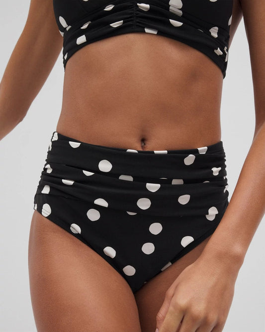 Ruched High-Waist Bikini Bottom - MOVEMENT DOT MINI B | Soma Women