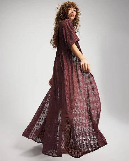 Sunkissed Crochet Open-Front Caftan - COFFEE | Soma Women